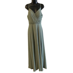 Dear Cleo Y2K Babydoll Coquette Maxi Dress Size 6 Sage Green Spaghetti Straps